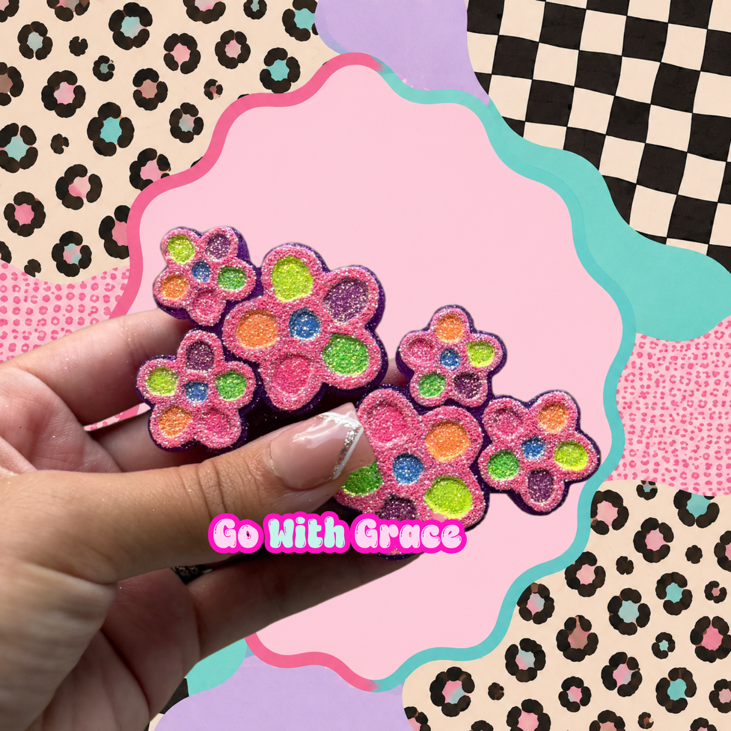 3 Groovy Flowers Vent Clip Set Car Freshie | Scent: Sugared Pink
