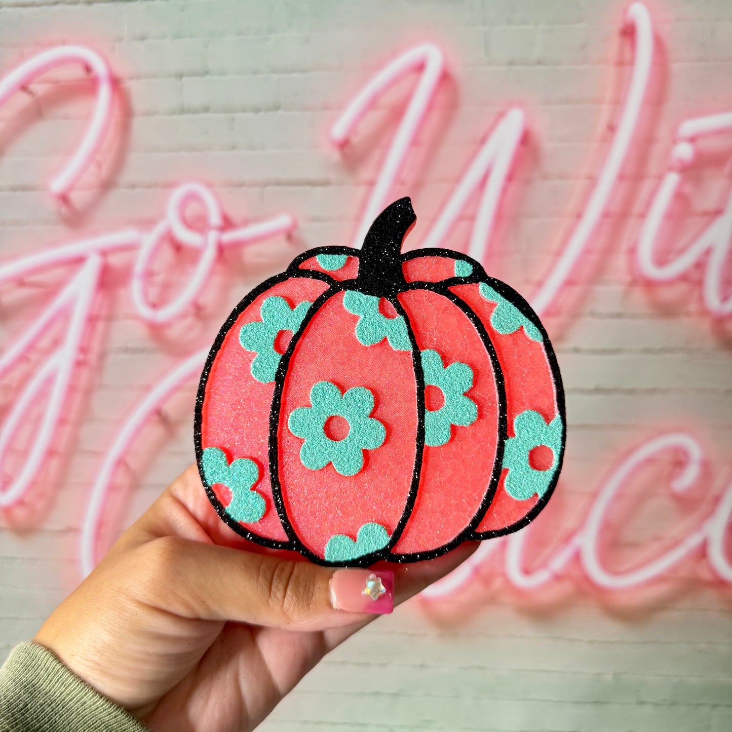 Floral Pumpkin Car Freshie | Scent: Black Sugar