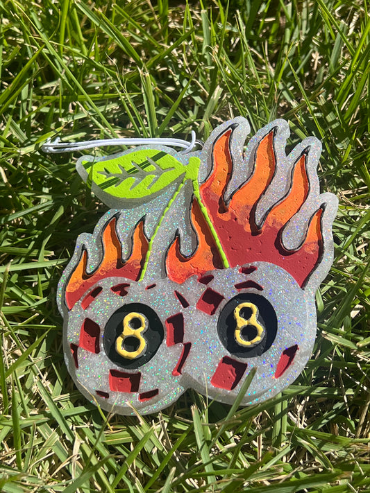 Custom Flaming 8 Ball Cherries Freshie